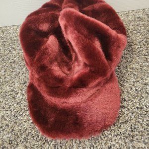 Faux fur burgundy hat